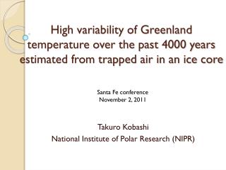 High variability of Greenland temperature over the past 4000 years estimated from trapped air in an ice core