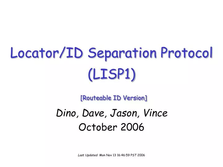 locator id separation protocol lisp1 routeable id version