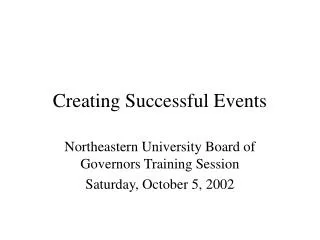 Creating Successful Events