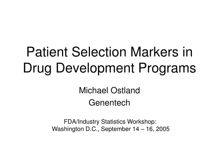 patient selection markers in drug development programs