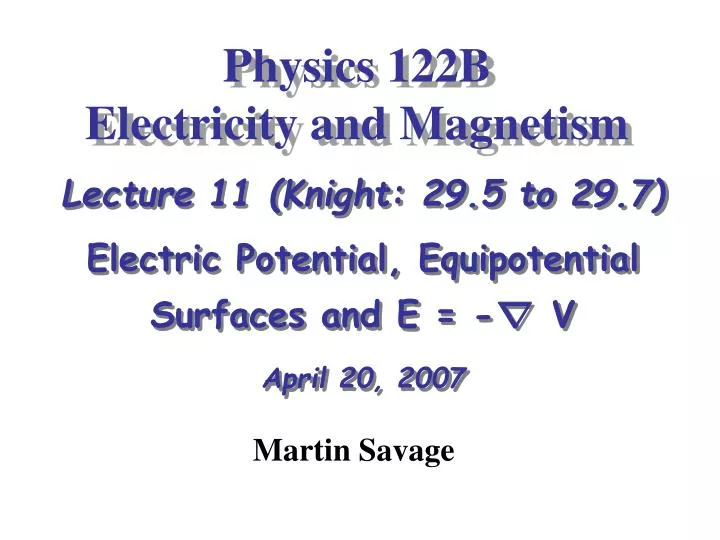 physics 122b electricity and magnetism