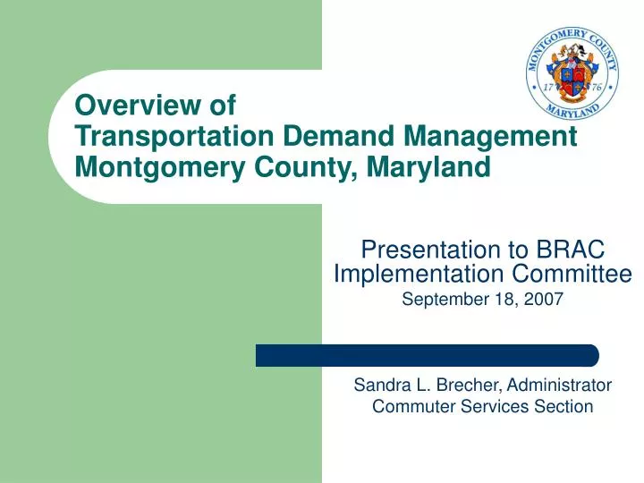overview of transportation demand management montgomery county maryland