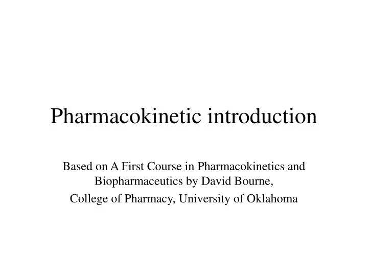 pharmacokinetic introduction