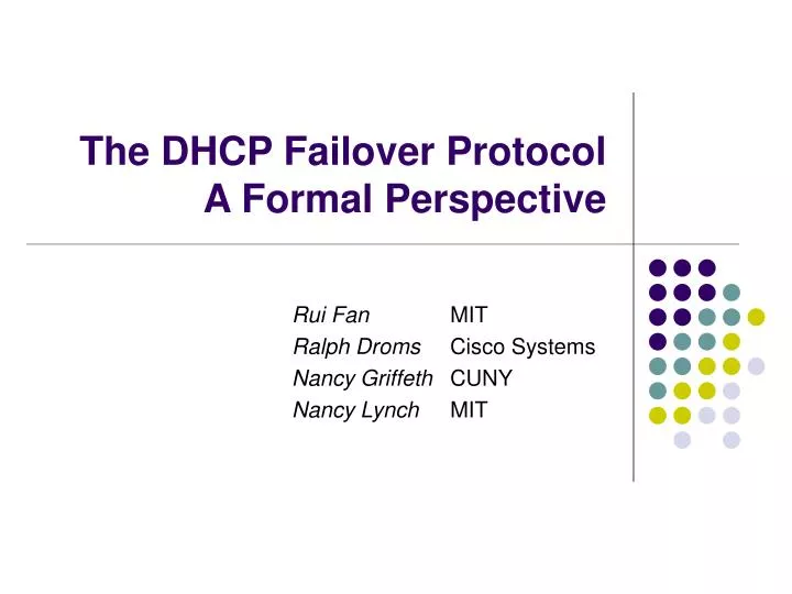 the dhcp failover protocol a formal perspective