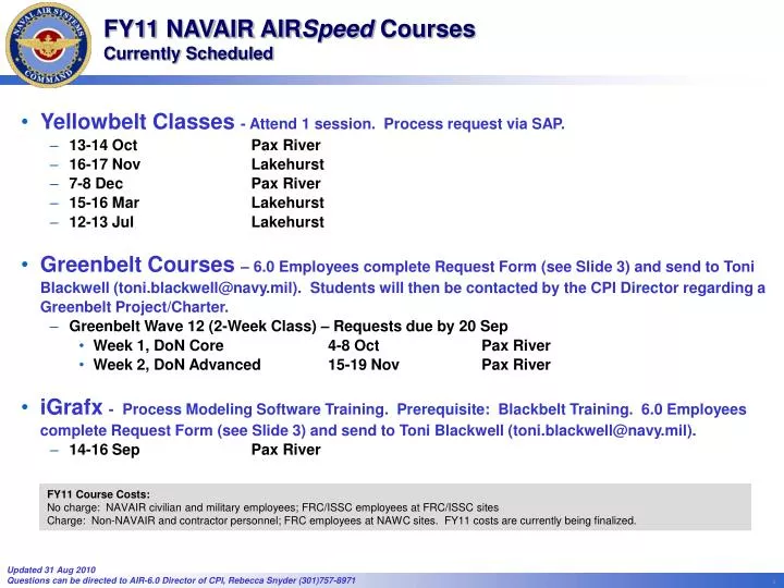 fy11 navair air speed courses currently scheduled