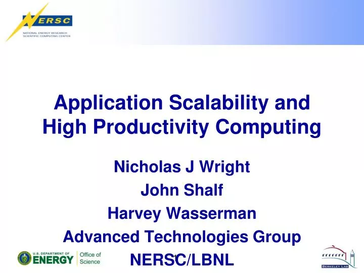 application scalability and high productivity computing