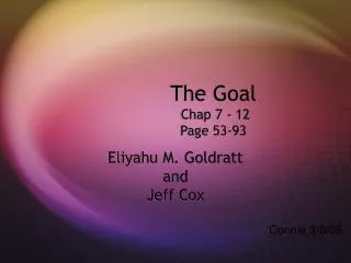 The Goal Chap 7 - 12 Page 53-93