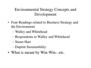 Environmental Strategy Concepts and Development