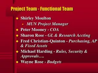 Project Team - Functional Team
