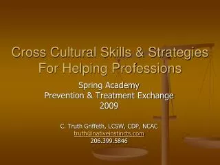 Cross Cultural Skills &amp; Strategies For Helping Professions