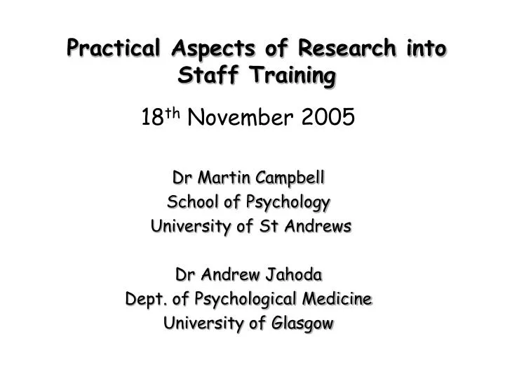practical aspects of research into staff training