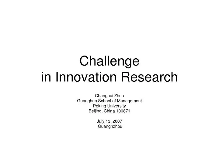 challenge in innovation research