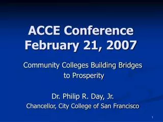 ACCE Conference February 21, 2007