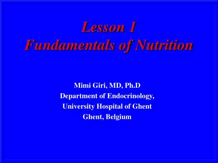 lesson 1 fundamentals of nutrition