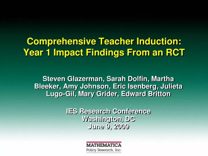 comprehensive teacher induction year 1 impact findings from an rct