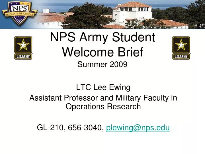 nps army student welcome brief summer 2009