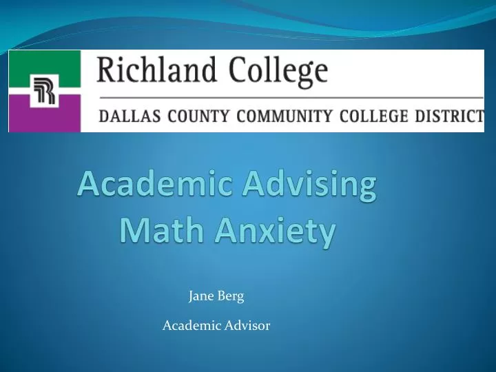 academic advising math anxiety
