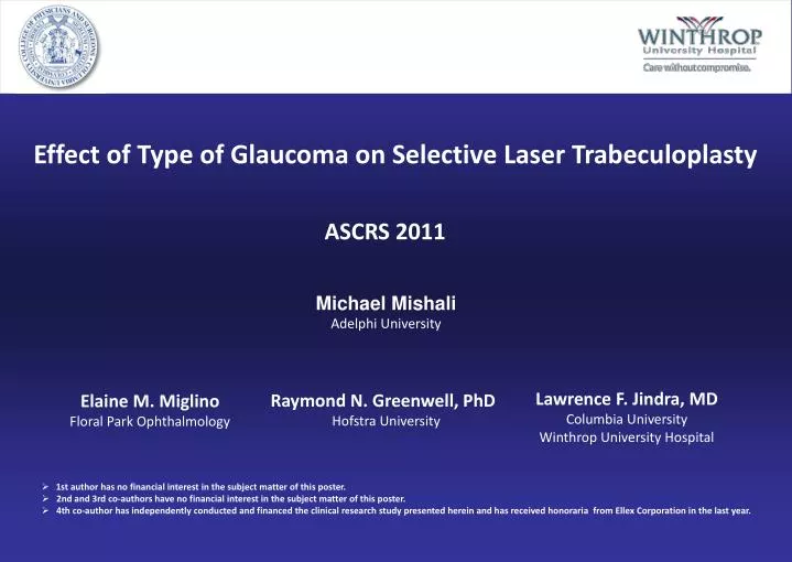 effect of type of glaucoma on selective laser trabeculoplasty