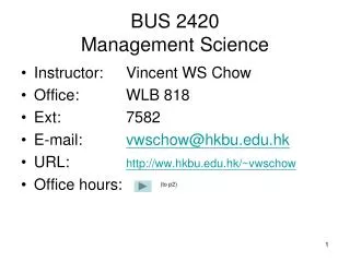 BUS 2420 Management Science