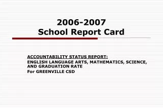 2006-2007 School Report Card