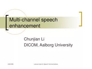 Multi-channel speech enhancement