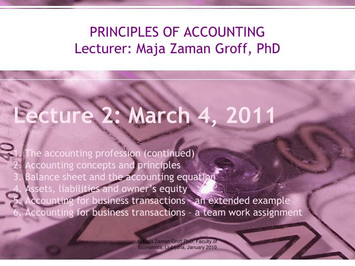 principles of accounting lecturer maja zaman groff phd