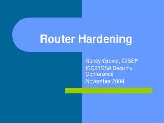 Router Hardening