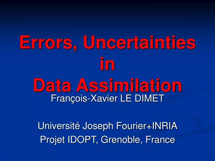 errors uncertainties in data assimilation