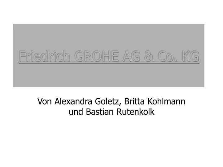 friedrich grohe ag co kg