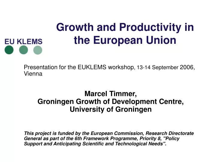 growth and productivity in the european union