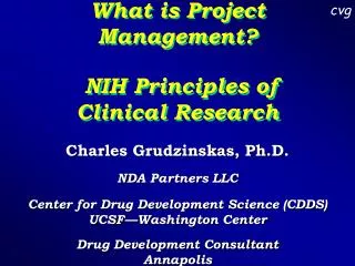 What is Project Management? NIH Principles of Clinical Research