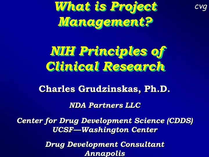 what is project management nih principles of clinical research
