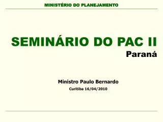 MINISTÉRIO DO PLANEJAMENTO