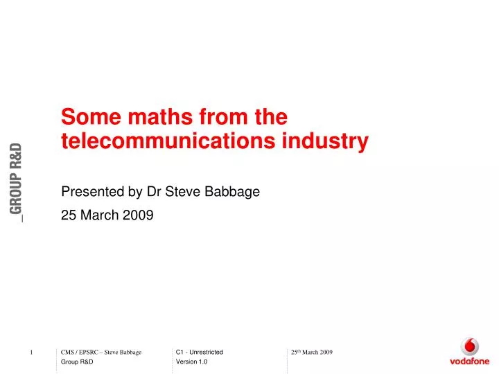 presented by dr steve babbage 25 march 2009