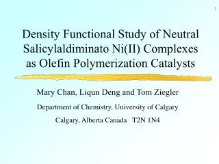 Density Functional Study of Neutral Salicylaldiminato Ni(II) Complexes as Olefin Polymerization Catalysts