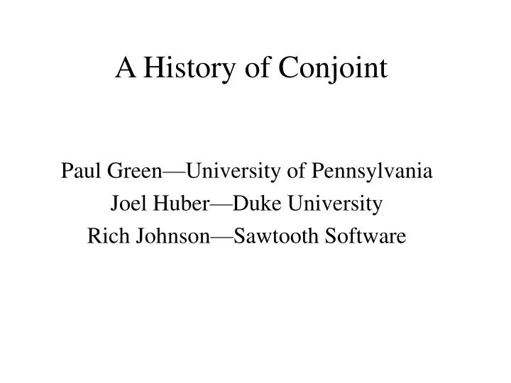 a history of conjoint