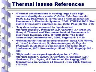 Thermal Issues References