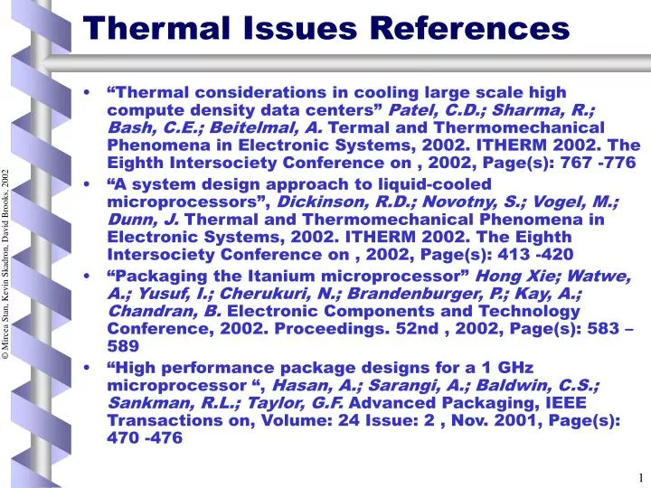 thermal issues references