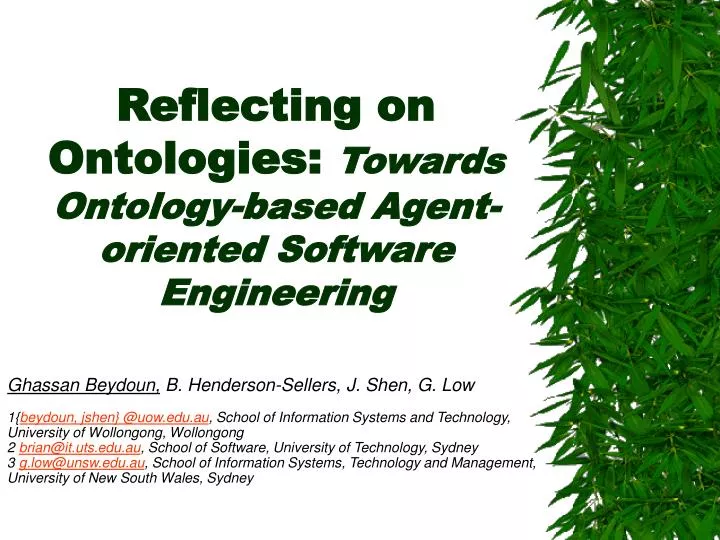 reflecting on ontologies towards ontology based agent oriented software engineering