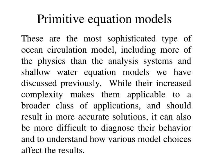 primitive equation models