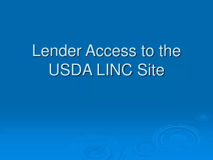 lender access to the usda linc site