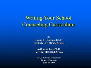 Writing Your School Counseling Curriculum