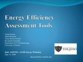 Energy Efficiency Assessment Tools