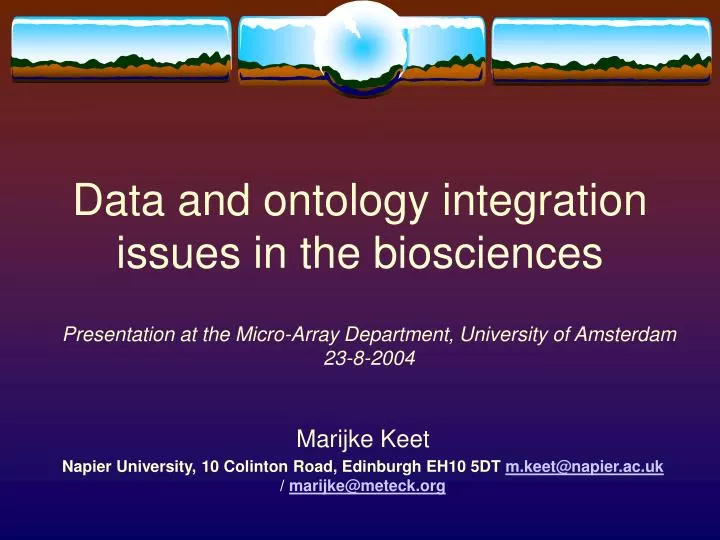 data and ontology integration issues in the biosciences