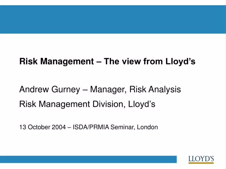 risk management the view from lloyd s