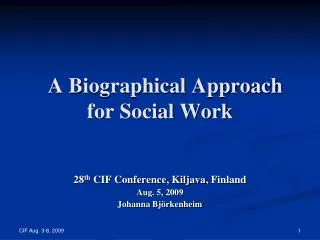 A Biographical Approach for Social Work