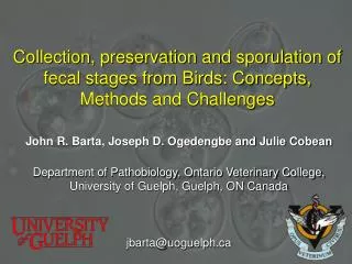 Collection, preservation and sporulation of fecal stages from Birds: Concepts, Methods and Challenges