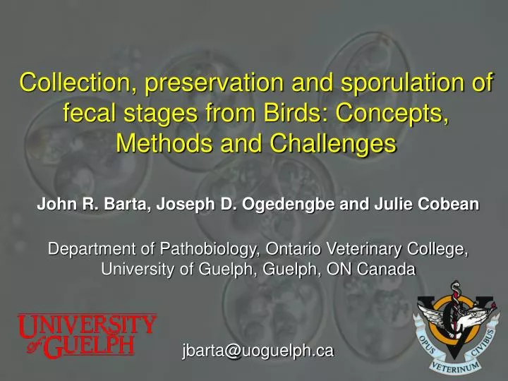 collection preservation and sporulation of fecal stages from birds concepts methods and challenges