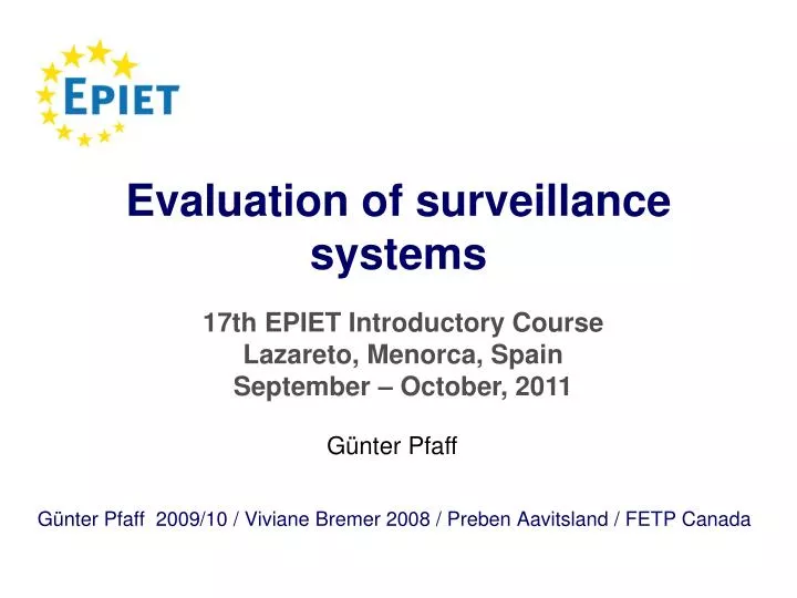 evaluation of surveillance systems