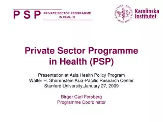 Private Sector Programme in Health (PSP)